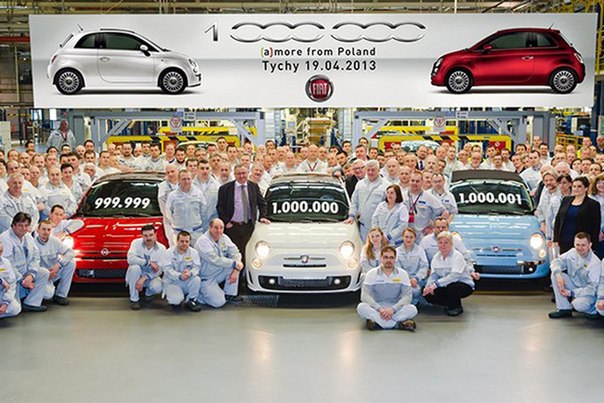 Завод Fiat в Польше выпустил свой миллионный экземпляр Fiat 500.