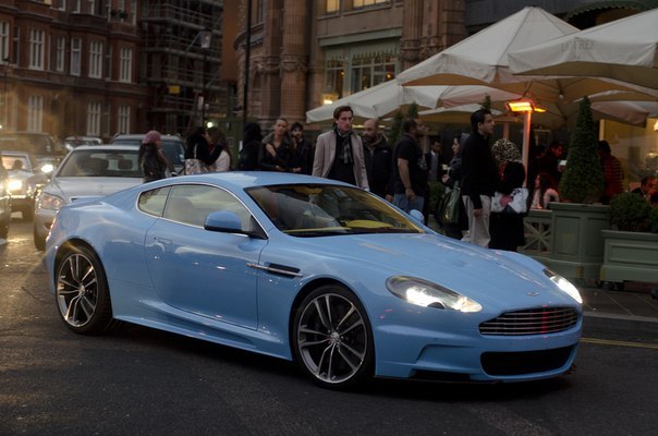 Neon blue Aston Martin
