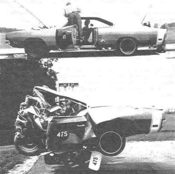 1969 Dodge Charger crash test удар о бетонную стену на скорости 100 миль/час.